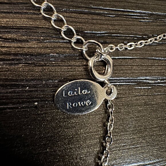 Laila Rowe Silver Tone Necklace W/Purple Teardrop & Clear Crystal Pendant 14" - Picture 5 of 10